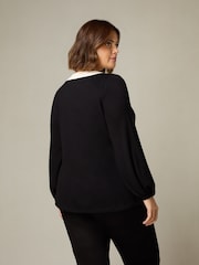 Live Unlimited Black Curve Jersey Contrast Placket Top - Image 2 of 4