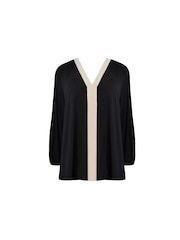 Live Unlimited Black Curve Jersey Contrast Placket Top - Image 4 of 4