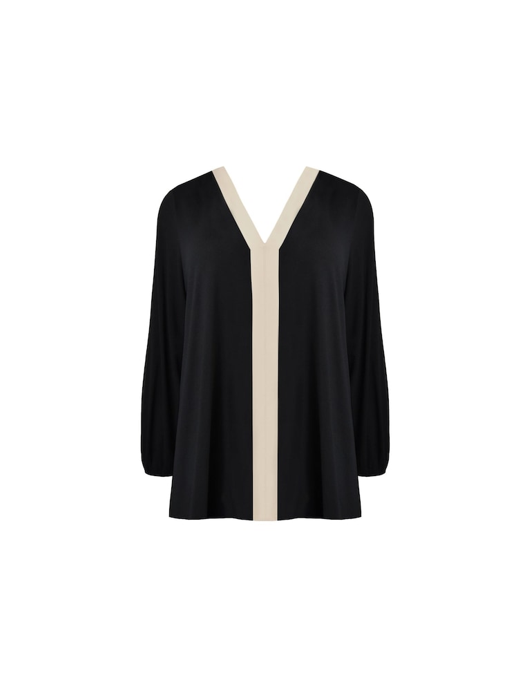 Live Unlimited Black Curve Jersey Contrast Placket Top - Image 4 of 4