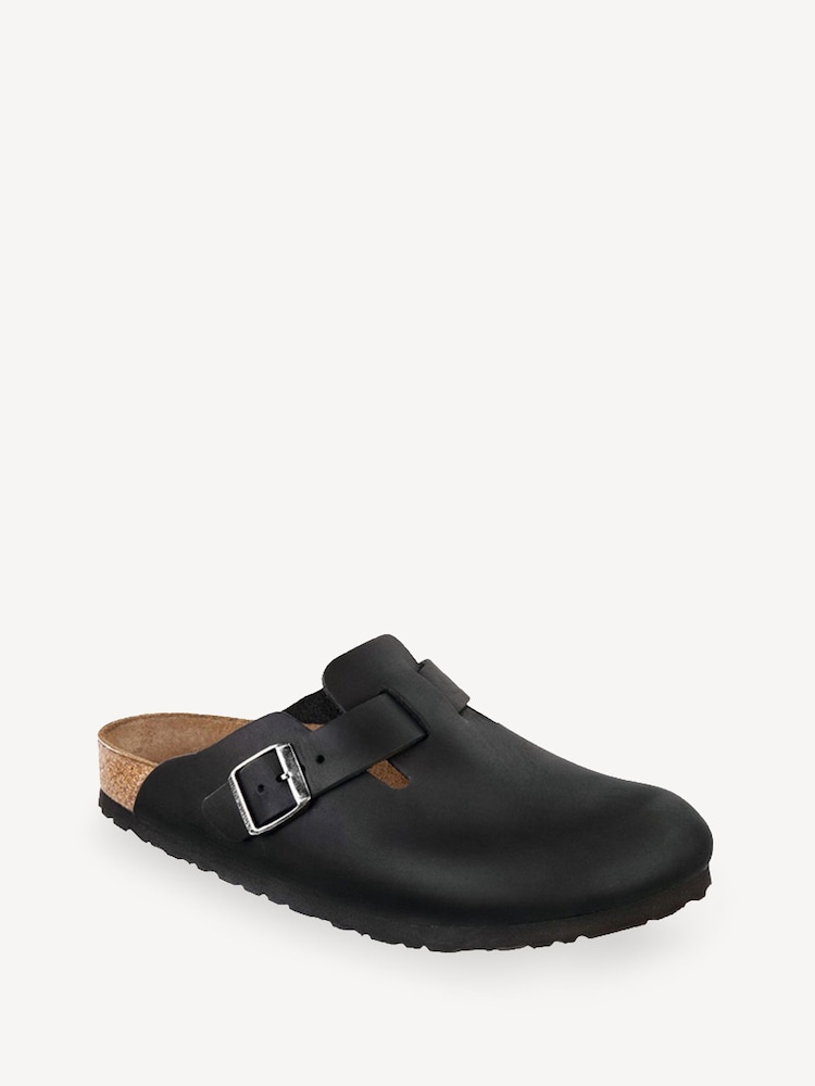 Birkenstock Black Boston Oil Leather Sandals - Image 1 of 5 Birkenstock Black Boston Oil Leather Sandals - Image 1 of 5