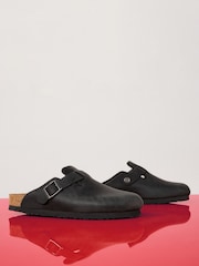Birkenstock Black Boston Oil Leather Sandals - Image 2 of 5