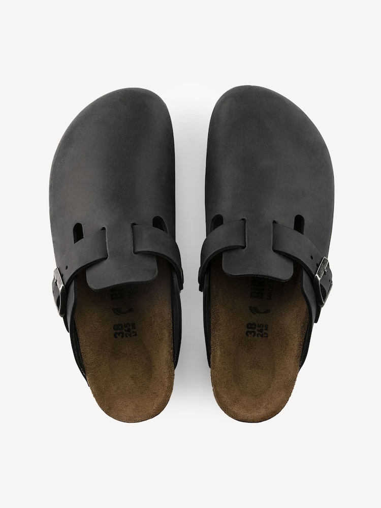 Birkenstock Black Boston Oil Leather Sandals - Image 2 of 5 Birkenstock Black Boston Oil Leather Sandals - Image 2 of 5