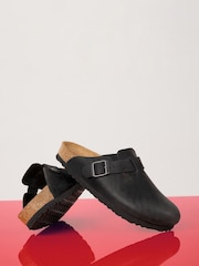 Birkenstock Black Boston Oil Leather Sandals - Image 3 of 5