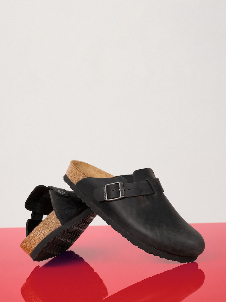 Birkenstock Black Boston Oil Leather Sandals - Image 5 of 5 Birkenstock Black Boston Oil Leather Sandals - Image 5 of 5