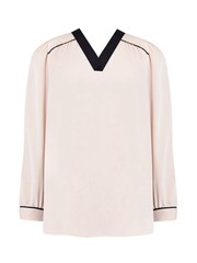 Live Unlimited Stone Cream Curve Contrast Neck Band Blouse - Image 4 of 4