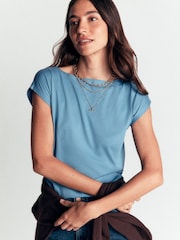 Μπλε - Boden Supersoft T-Shirt με λαιμόκοψη - Εικόνα 4 από 5