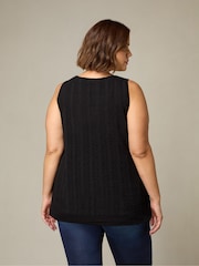 Live Unlimited Black Curve Crochet Knit Vest Top - Image 2 of 4