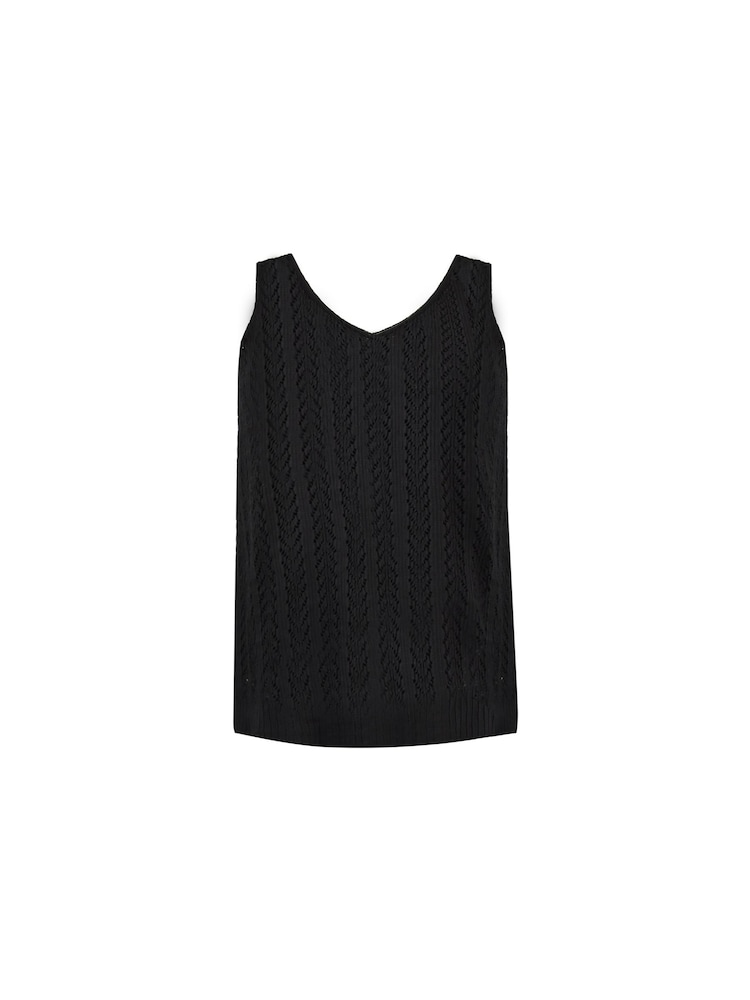 Live Unlimited Black Curve Crochet Knit Vest Top - Image 4 of 4