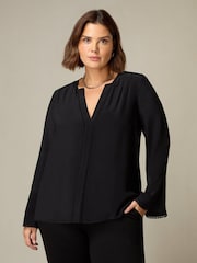 Live Unlimited Black Curve Flute Sleeve Blouse - Image 1 of 5