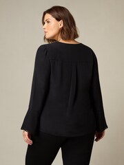 Live Unlimited Black Curve Flute Sleeve Blouse - Image 2 of 5
