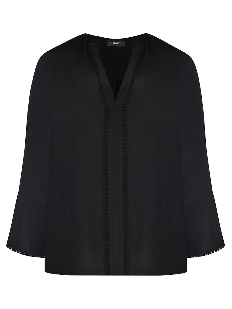 Live Unlimited Black Curve Flute Sleeve Blouse - Image 5 of 5