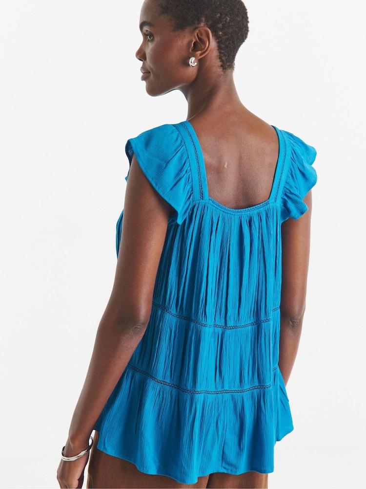 JD Williams Blue Trim Detail Prairie Cami - Image 2 of 4 JD Williams Blue Trim Detail Prairie Cami - Image 2 of 4