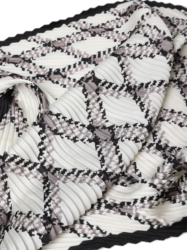 Aela Black Check Pleated Scarf - Image 3 of 3 Aela Black Check Pleated Scarf - Image 3 of 3