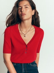 Boden Camilla bomulds-T-shirt med V-hals - Billede 1 af 4
