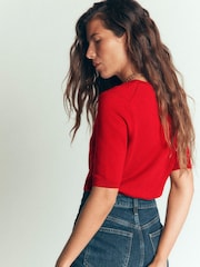 Boden Camilla bomulds-T-shirt med V-hals - Billede 2 af 4