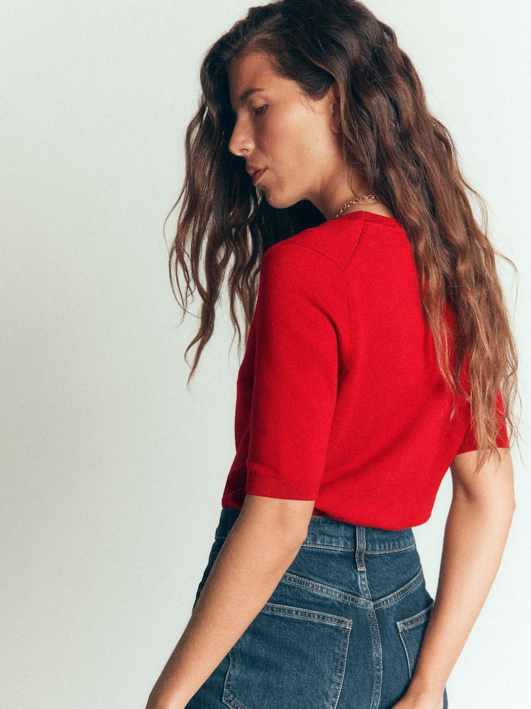 Boden Camilla bomulds-T-shirt med V-hals - Billede 2 af 4