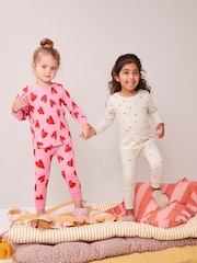 Pink/Cream 100% Cotton Snuggle Pyjamas 2 Pack (9mths-12yrs) - Image 1 of 6