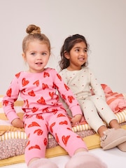 Pink/Cream 100% Cotton Snuggle Pyjamas 2 Pack (9mths-12yrs) - Image 2 of 6