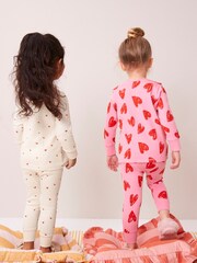 Pink/Cream 100% Cotton Snuggle Pyjamas 2 Pack (9mths-12yrs) - Image 3 of 6