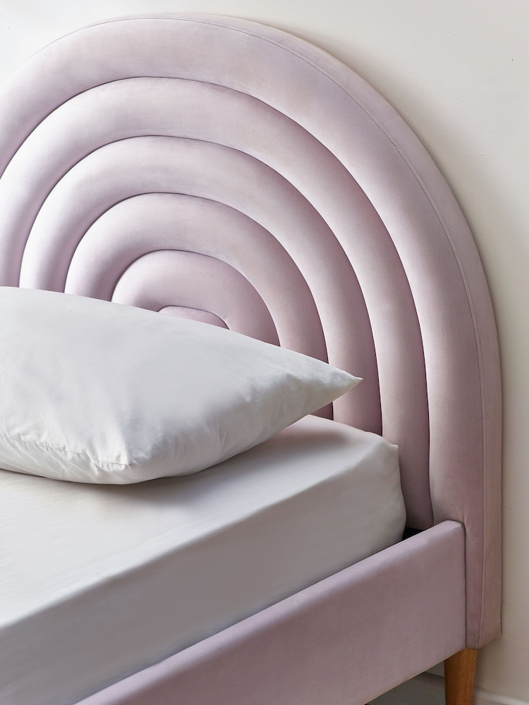 Opulent Velvet Lilac Purple Kids Rainbow Upholstered Standard Bed - Image 2 of 7