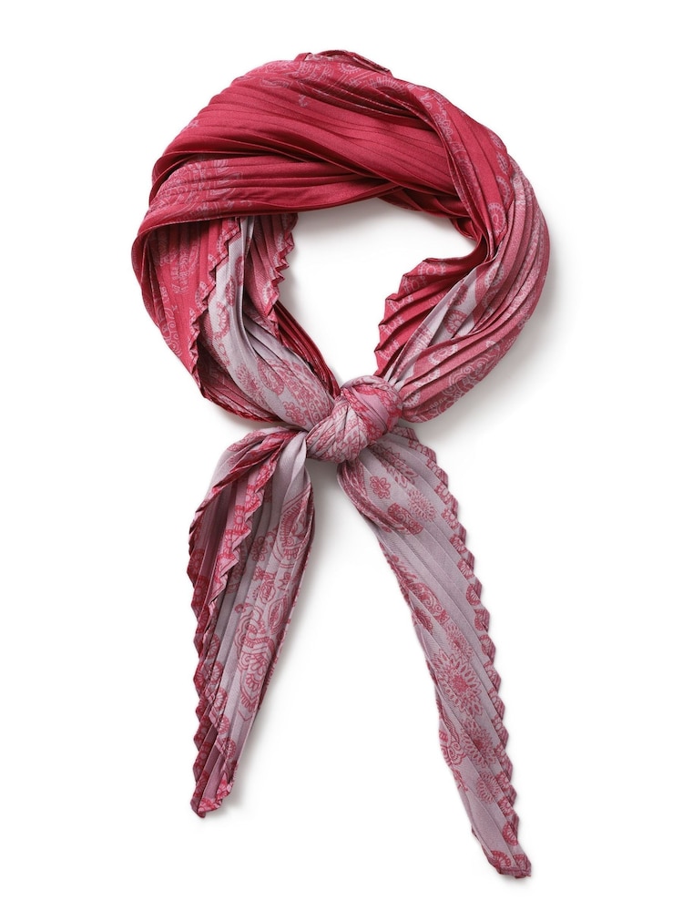 Aela Pink Paisley Pleat Scarf - Image 2 of 4 Aela Pink Paisley Pleat Scarf - Image 2 of 4