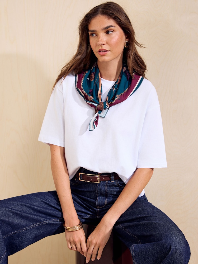 Friends Like These White Scarf Detail T-Shirt - Image 1 of 4 Friends Like These White Scarf Detail T-Shirt - Image 1 of 4