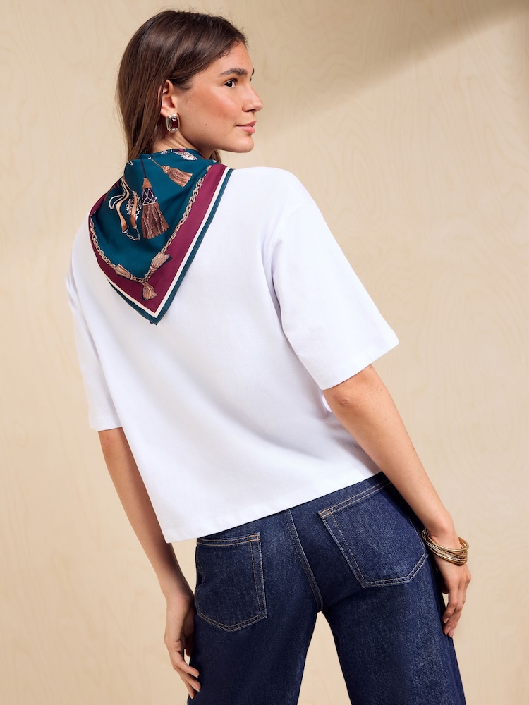 Friends Like These White Scarf Detail T-Shirt - Image 4 of 4 Friends Like These White Scarf Detail T-Shirt - Image 4 of 4