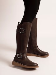 Lunar Brown Devon Full Elastic Wide Fit Long Boots - Image 1 of 5
