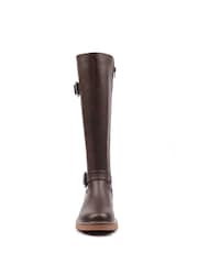 Lunar Brown Devon Full Elastic Wide Fit Long Boots - Image 4 of 5