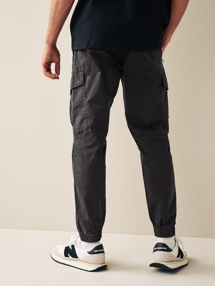 Noir - Coupe fuselée régulière - Pantalon cargo style militaire en tissu stretch - Image 3 of 9