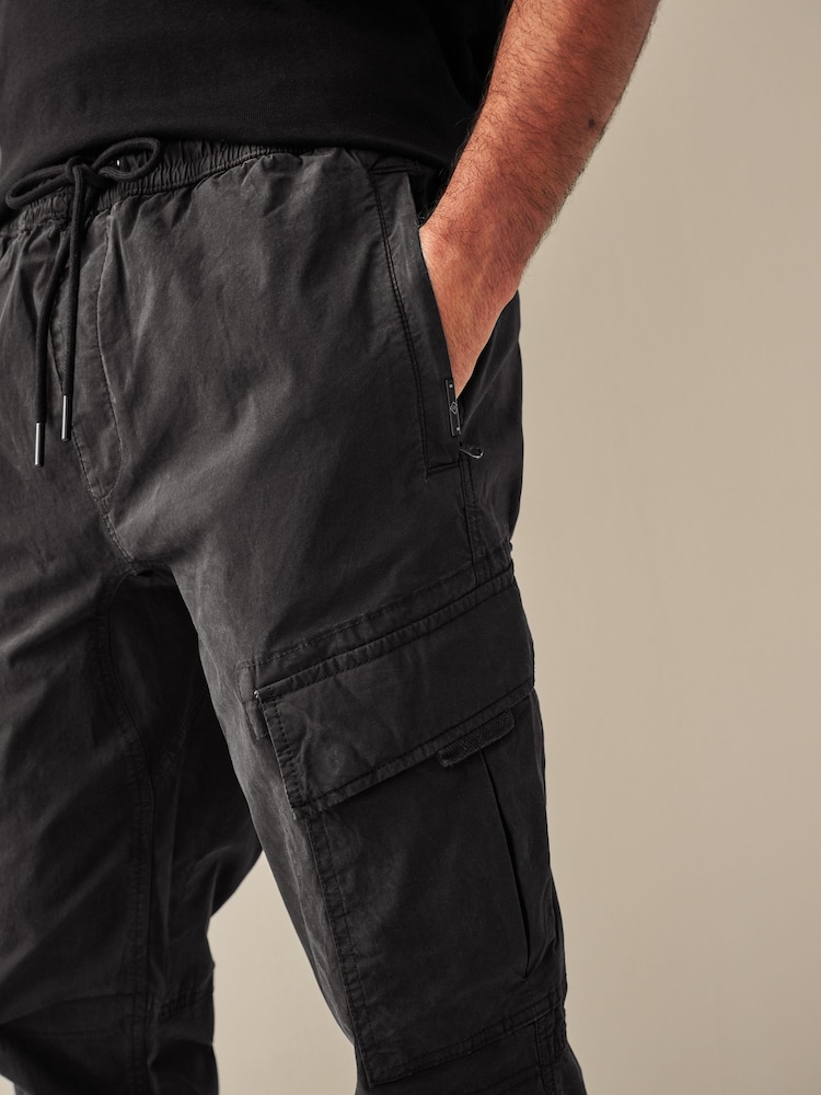 Noir - Coupe fuselée régulière - Pantalon cargo style militaire en tissu stretch - Image 5 of 9