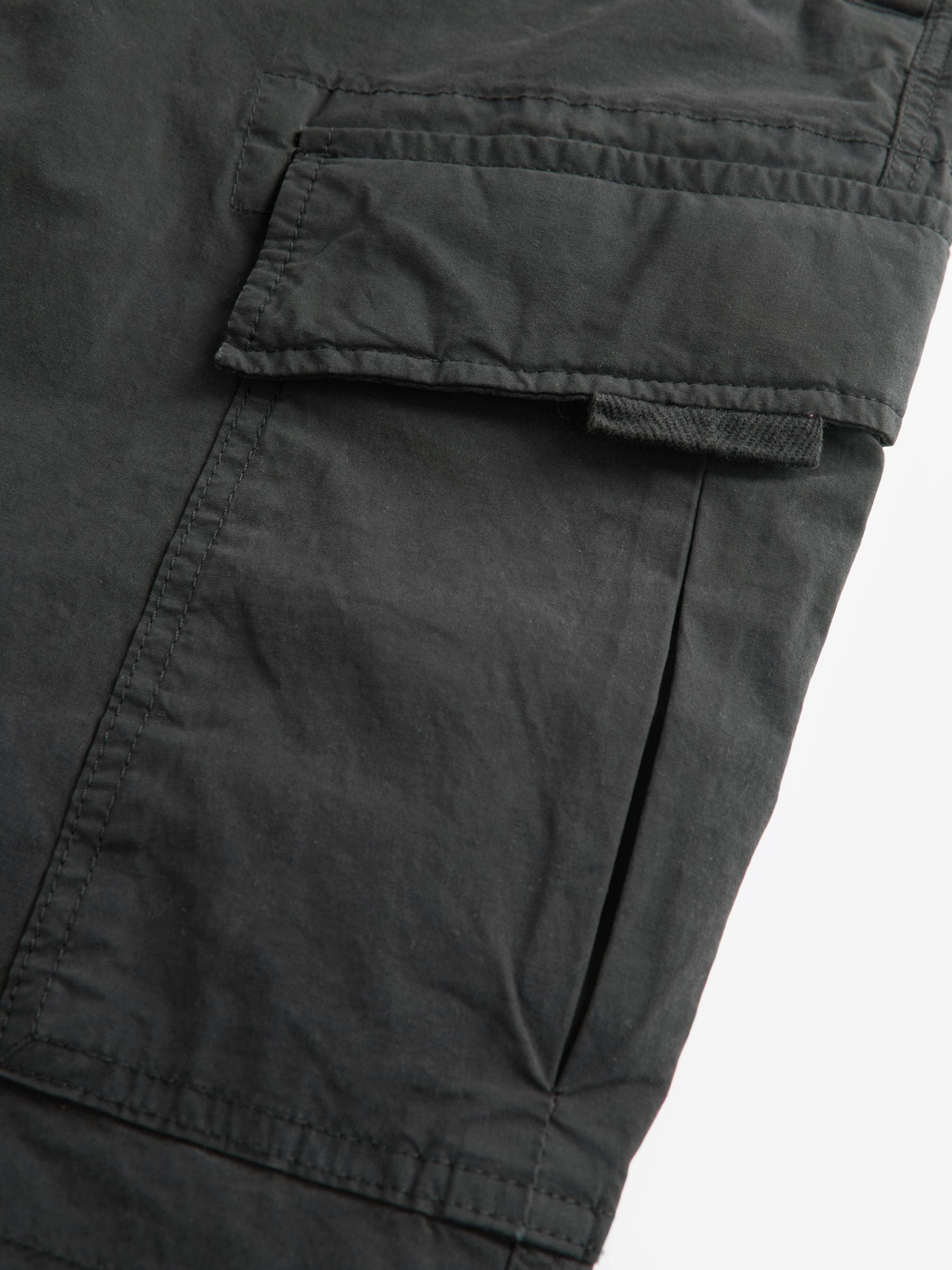 Buy Black Regular Tapered Fit Stretch Utility Cargo Trousers