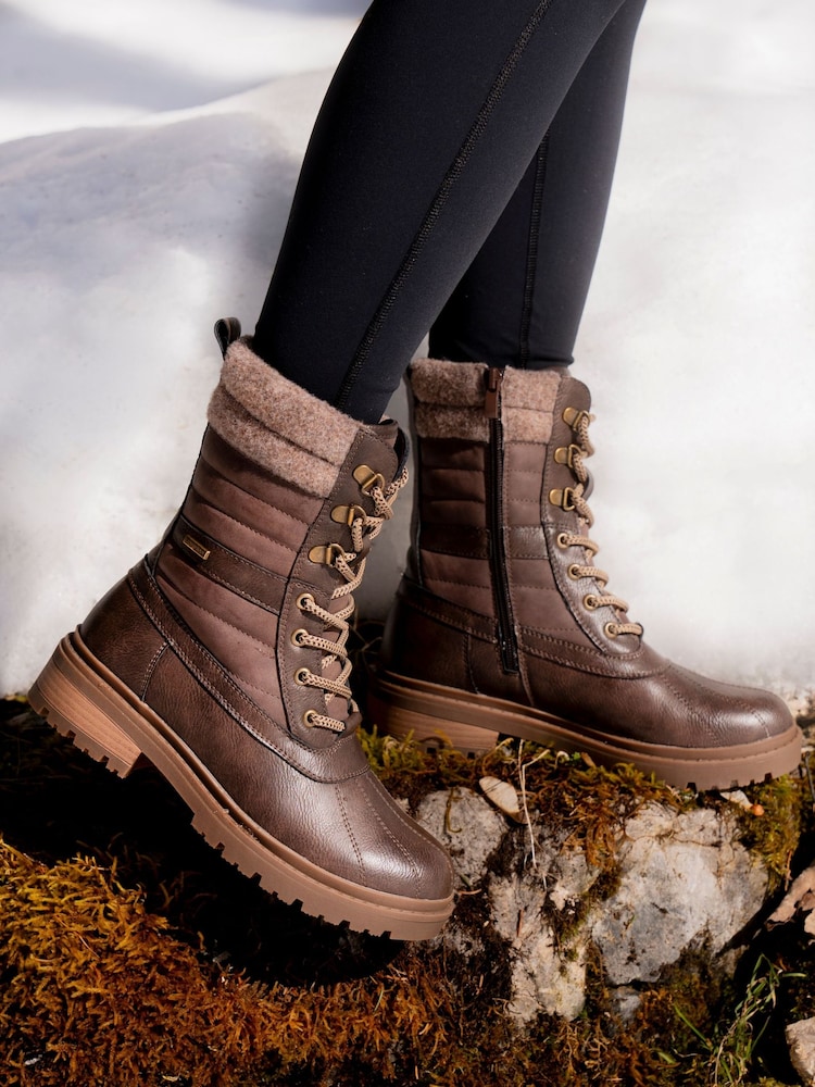 Lunar Brown Marla Ice Grip Waterproof Mid Boots - Image 1 of 7 Lunar Brown Marla Ice Grip Waterproof Mid Boots - Image 1 of 7