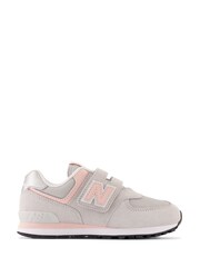 New Balance Grey Girls Hook & Loop 574 Trainers - Image 1 of 5