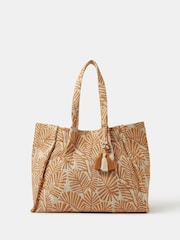 Accessorize Natural Palm Print Beach Tote Bag - Image 1 of 3