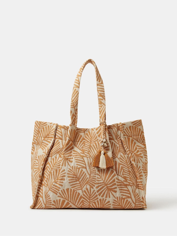 Accessorize Natural Palm Print Beach Tote Bag - Image 1 of 3