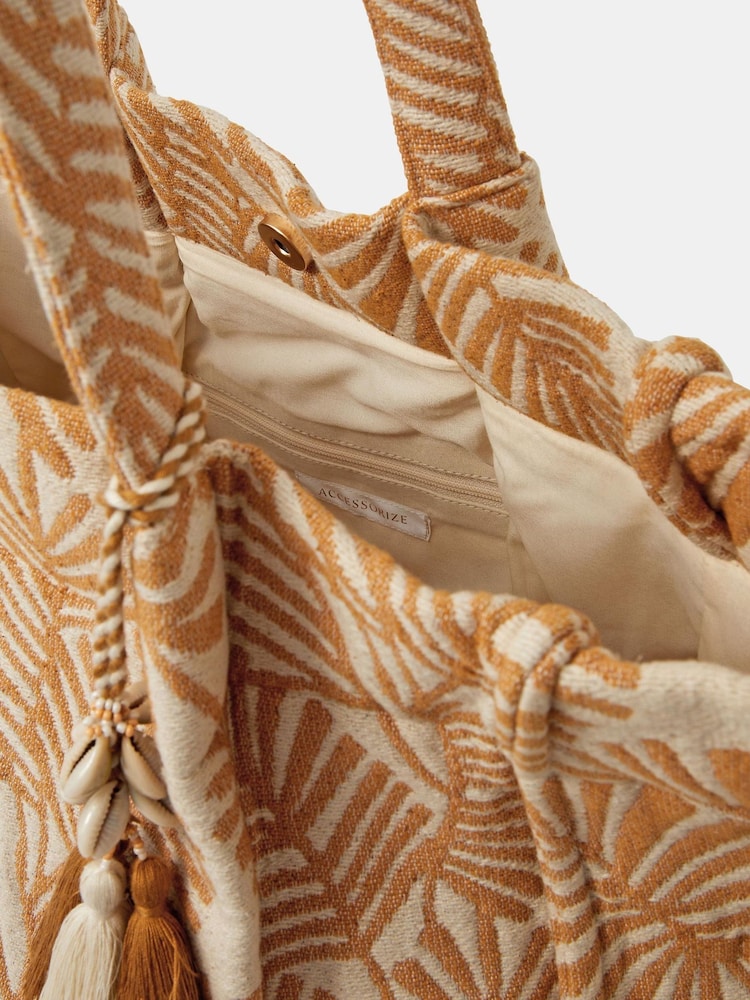 Accessorize Natural Palm Print Beach Tote Bag - Image 2 of 3