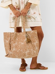 Accessorize Natural Palm Print Beach Tote Bag - Image 3 of 3