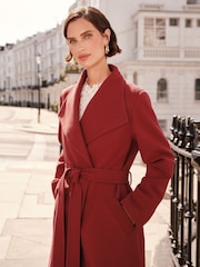 Love & Roses Red Petite Shawl Collar Belted Coat - Image 2 of 4