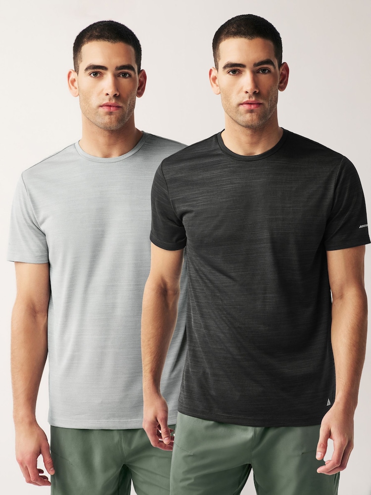 Black Active Gym and Training T-Shirts 2 Pack - Image 1 of 12