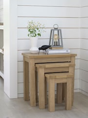 Natural Malvern Oak Effect Rectangle Set of 3 Nest of Tables - Image 1 of 8