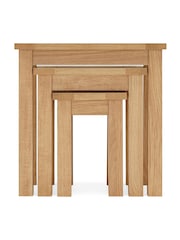 Natural Malvern Oak Effect Rectangle Set of 3 Nest of Tables - Image 5 of 8