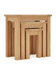 Natural Malvern Oak Effect Rectangle Set of 3 Nest of Tables - Image 6 of 8