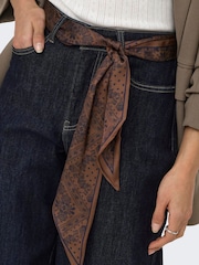 ONLY Blue Madison High Waist Wide Leg Jeans In Super Stretch With Detachable Scarf - Image 2 of 7