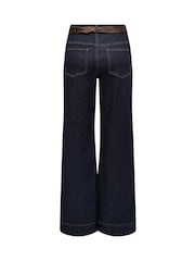 ONLY Blue Madison High Waist Wide Leg Jeans In Super Stretch With Detachable Scarf - Image 7 of 7