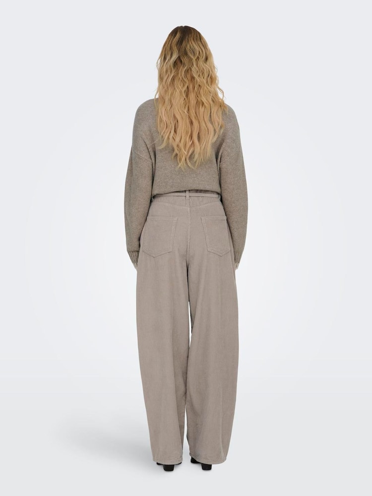 ONLY Natural Mid Waist Tie Belt Corduroy Jeans - Image 2 of 5 ONLY Natural Mid Waist Tie Belt Corduroy Jeans - Image 2 of 5