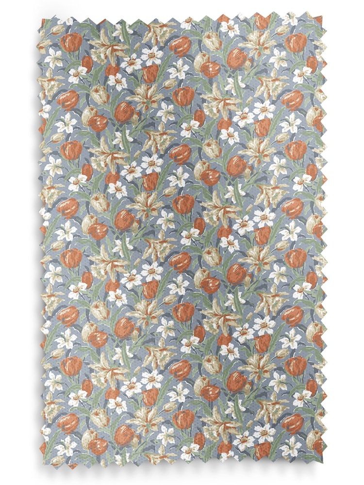 Laura Ashley Dusky Seaspray Blue Tulips Made to Measure 100% Cotton Roman Blinds - Image 6 of 6