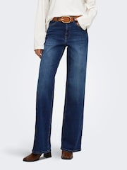 ONLY Dark Blue Madison High Waist Super Stretch Wide Leg Jeans - Image 1 of 6