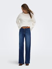ONLY Dark Blue Madison High Waist Super Stretch Wide Leg Jeans - Image 3 of 6