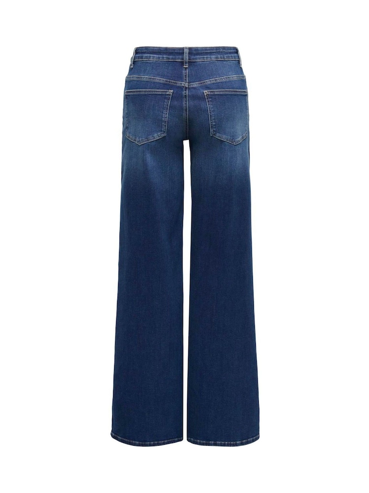 ONLY Dark Blue Madison High Waist Super Stretch Wide Leg Jeans - Image 6 of 6 ONLY Dark Blue Madison High Waist Super Stretch Wide Leg Jeans - Image 6 of 6